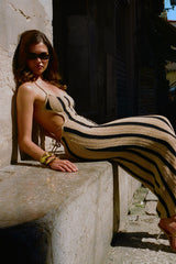 Shepherd Crochet Halter Maxi Dress - Gold/Black