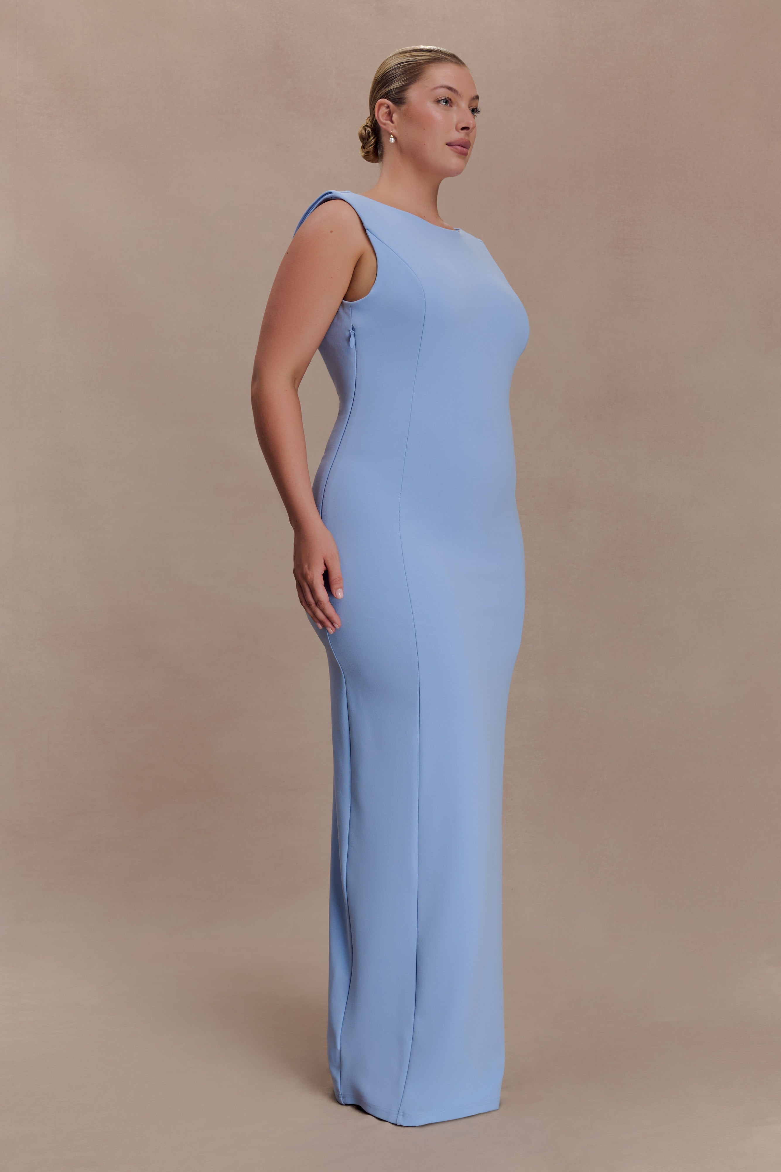 Galilea Crepe Draped Maxi Dress - Cornflower Blue