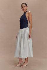 Ashwin Denim Cotton Midi Dress - Indigo Blue