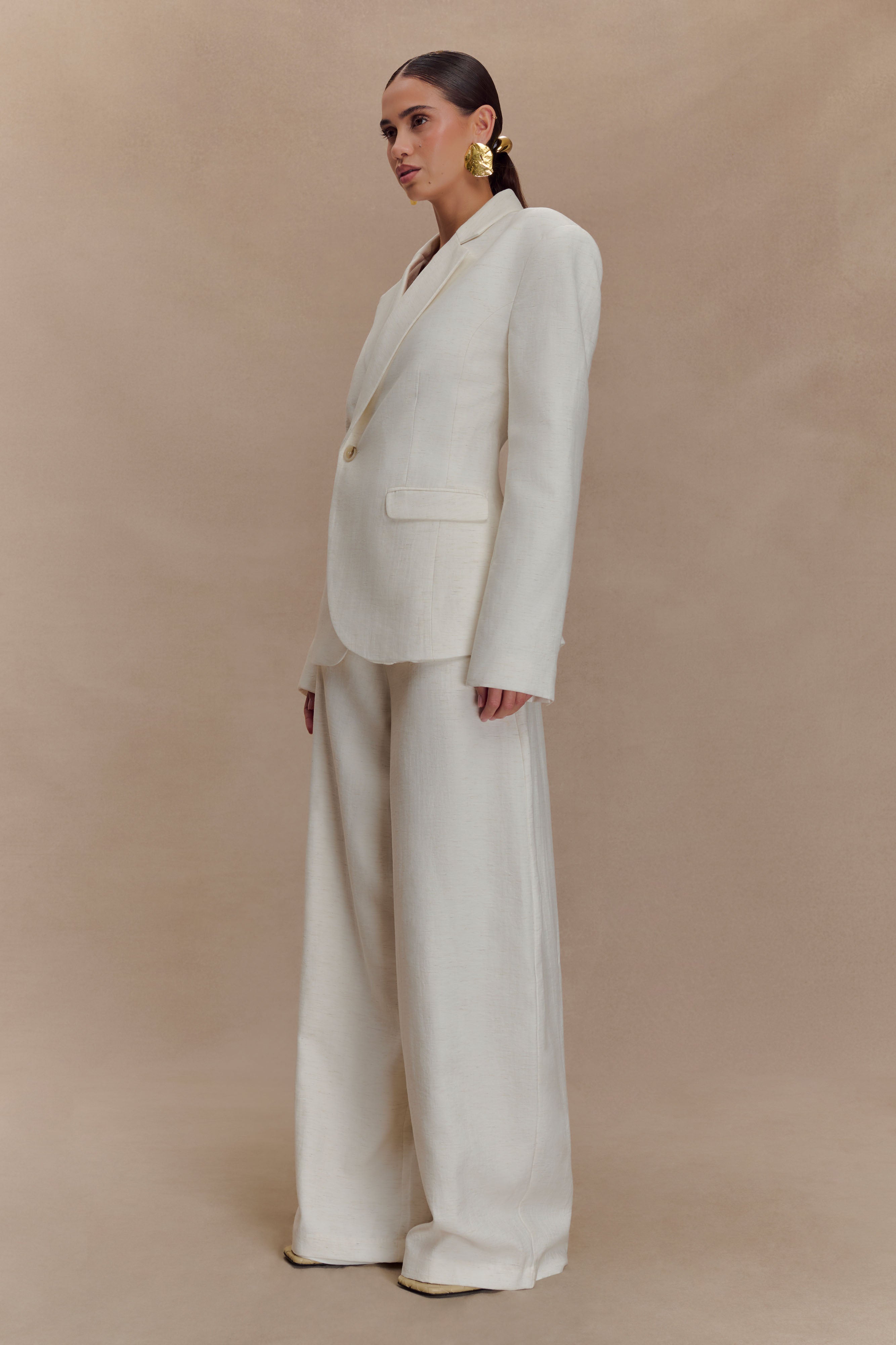 Jameson Cinched Linen Blazer - Oat Marle