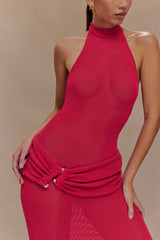 Reece Halter Knit Maxi Dress - Dragonfruit