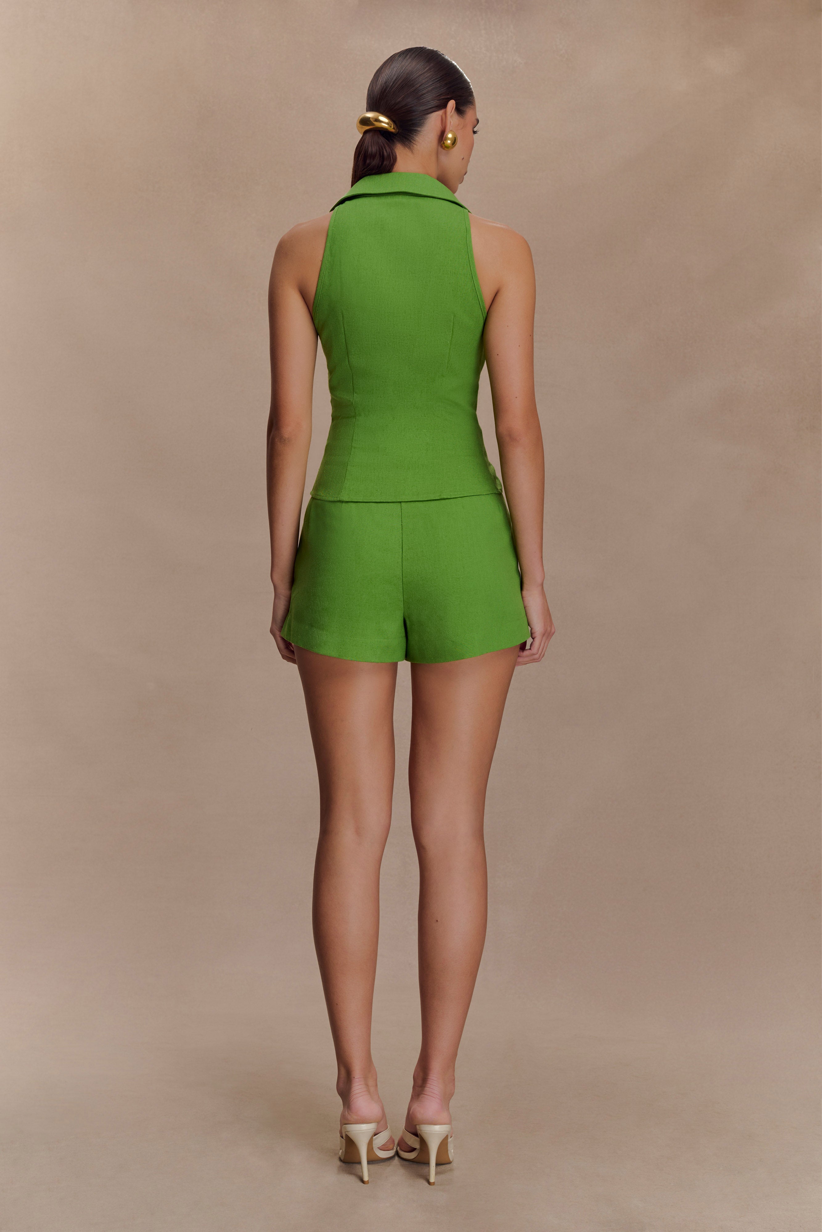 Scout Linen Belted Shorts - Green