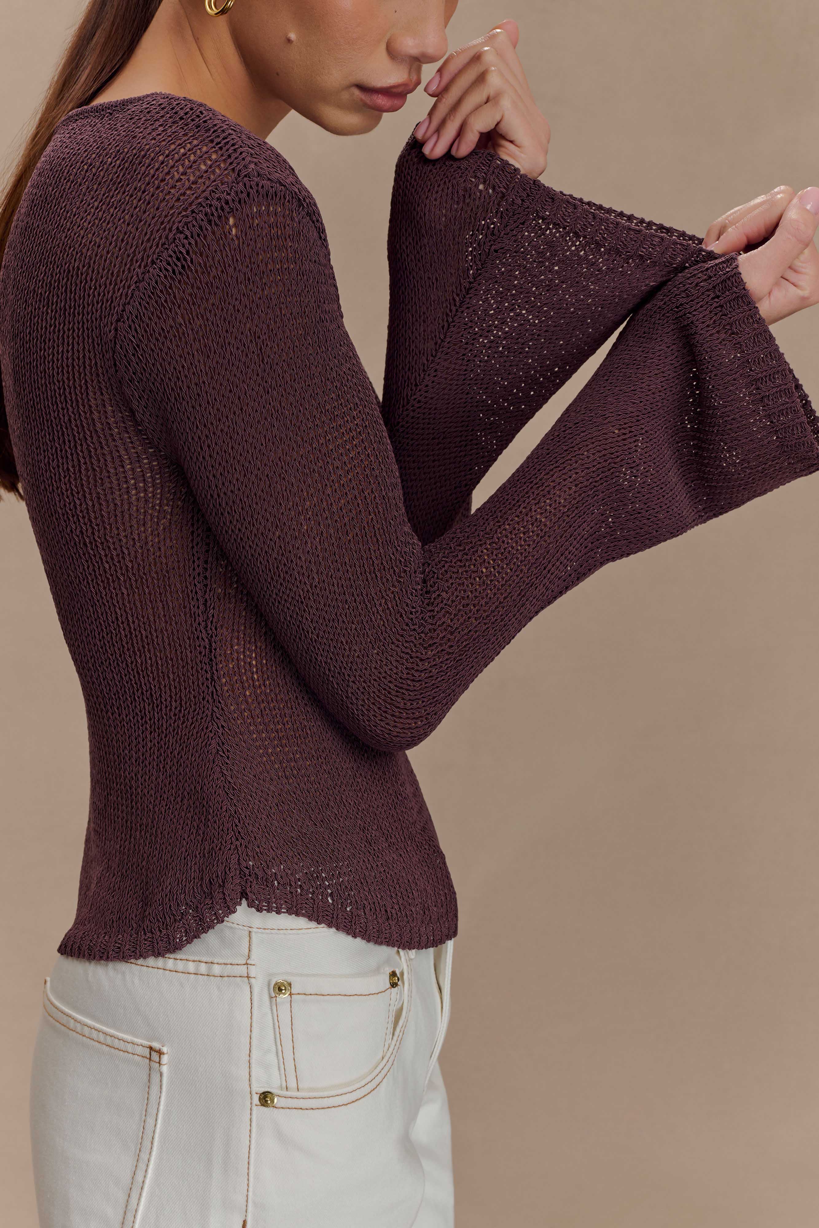 Isabella Long Sleeve Knit Top - Chocolate