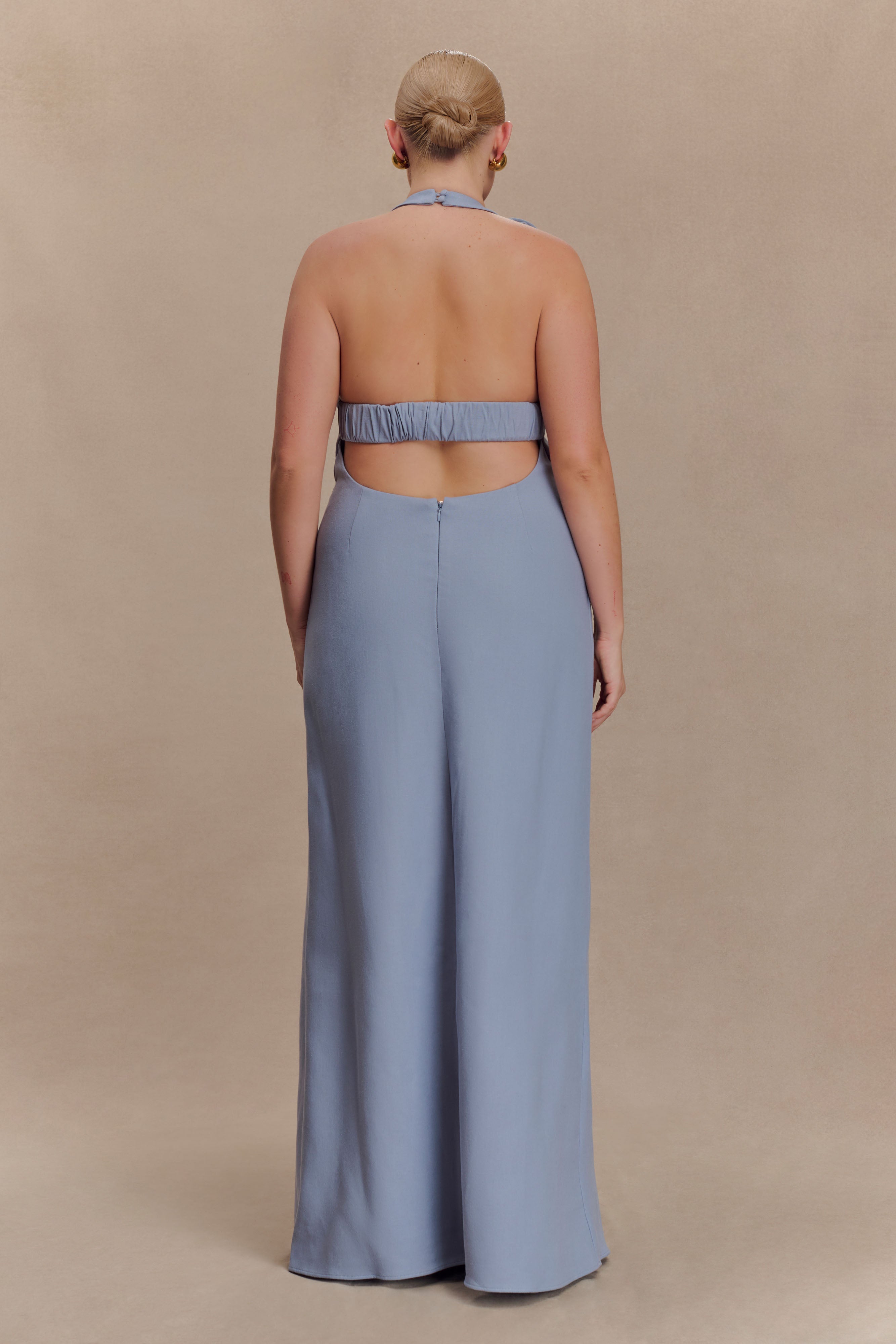 Carolyn Linen Bubble Maxi Dress - Misty Blue