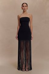 Koah Fringe Bandage Knit Maxi Dress - Black