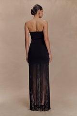 Koah Fringe Bandage Knit Maxi Dress - Black