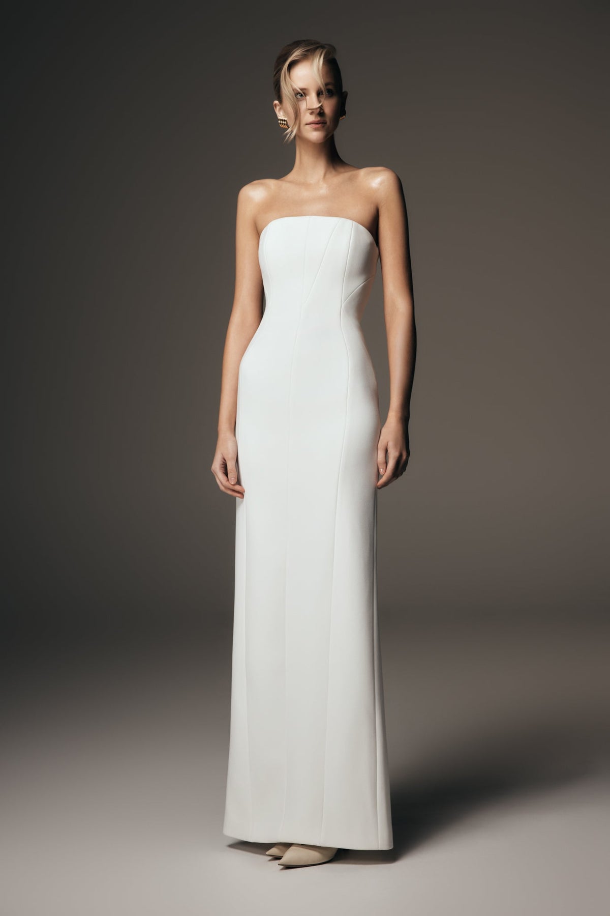 Kalila Strapless Crepe Maxi Dress - White