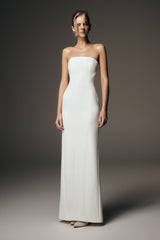 Kalila Strapless Crepe Maxi Dress - White