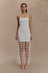 Tove Hand Knit Flower Mini Dress - White