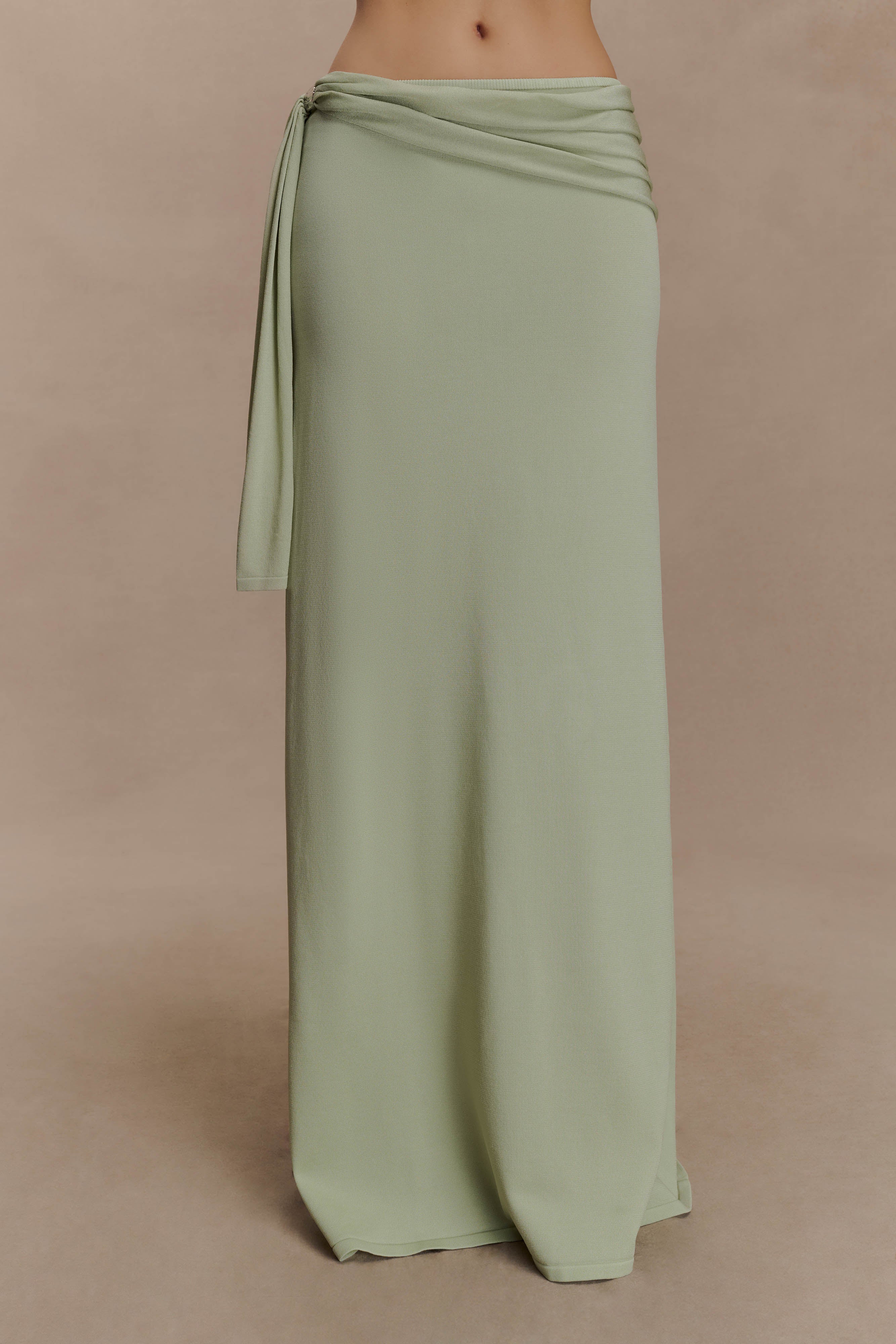 Bowie Low Rise Knit Maxi Skirt - Pastel Green