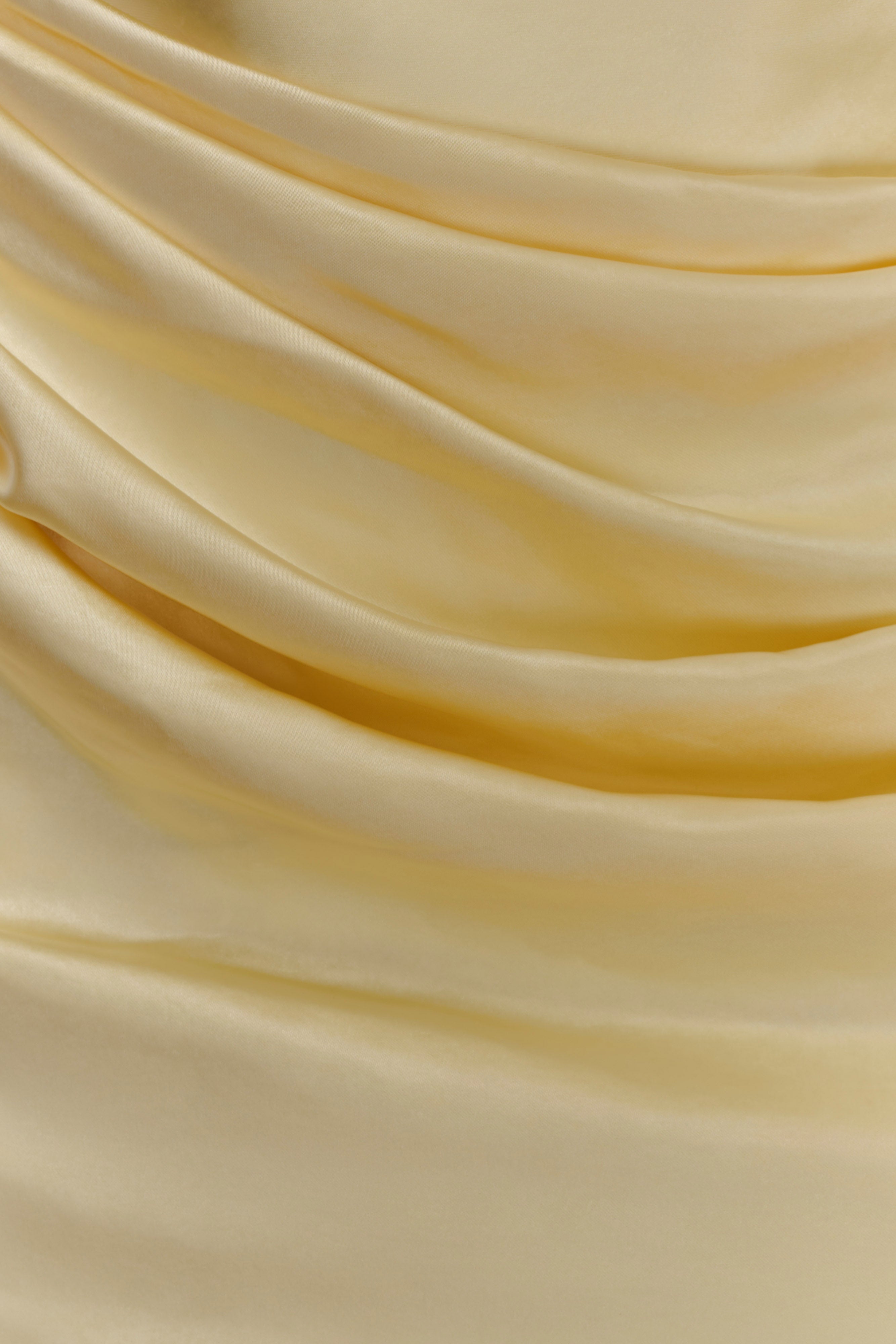 Iris Long Sleeve Satin Maxi Dress - Lemon