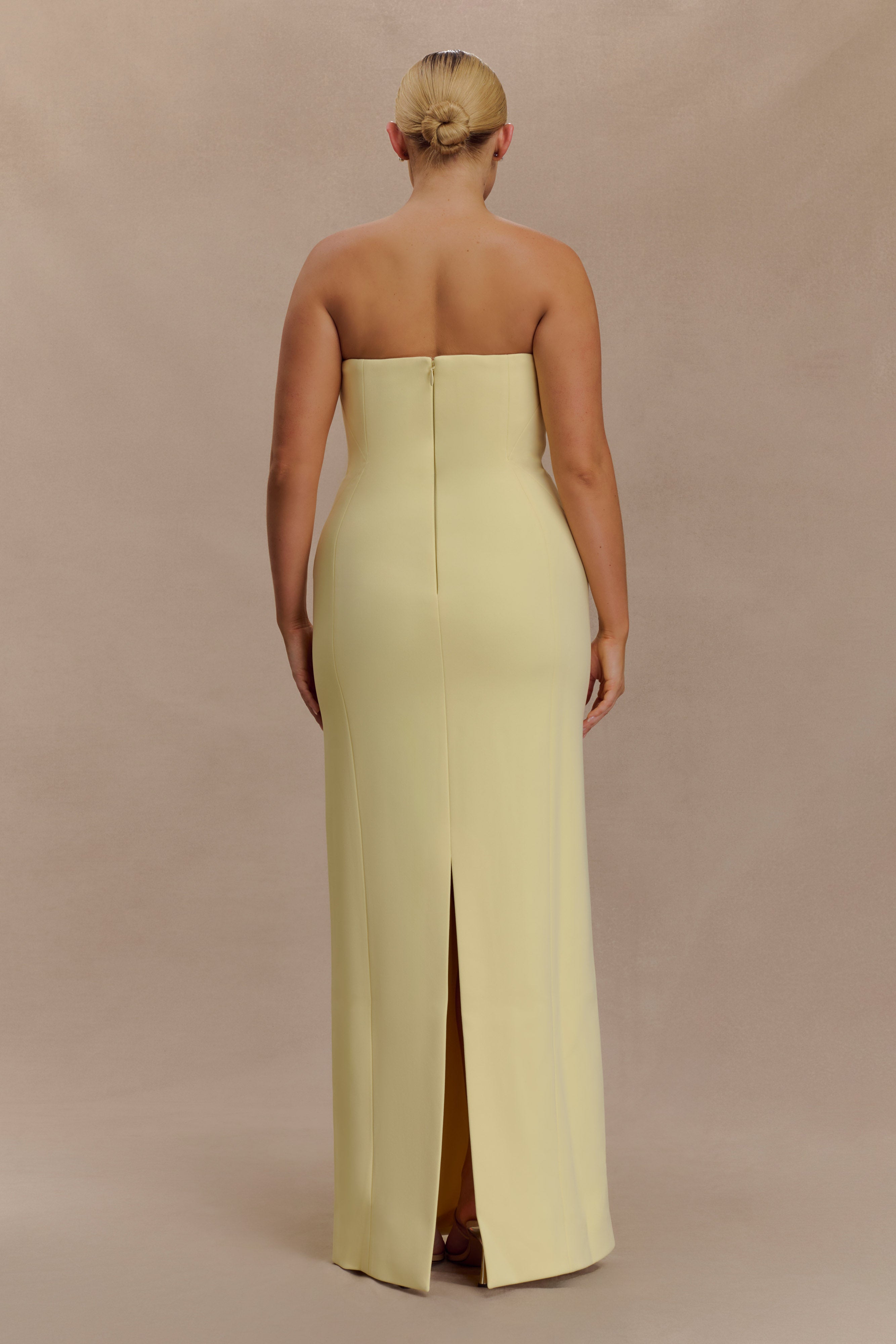 Kalila Strapless Crepe Maxi Dress - Lemon