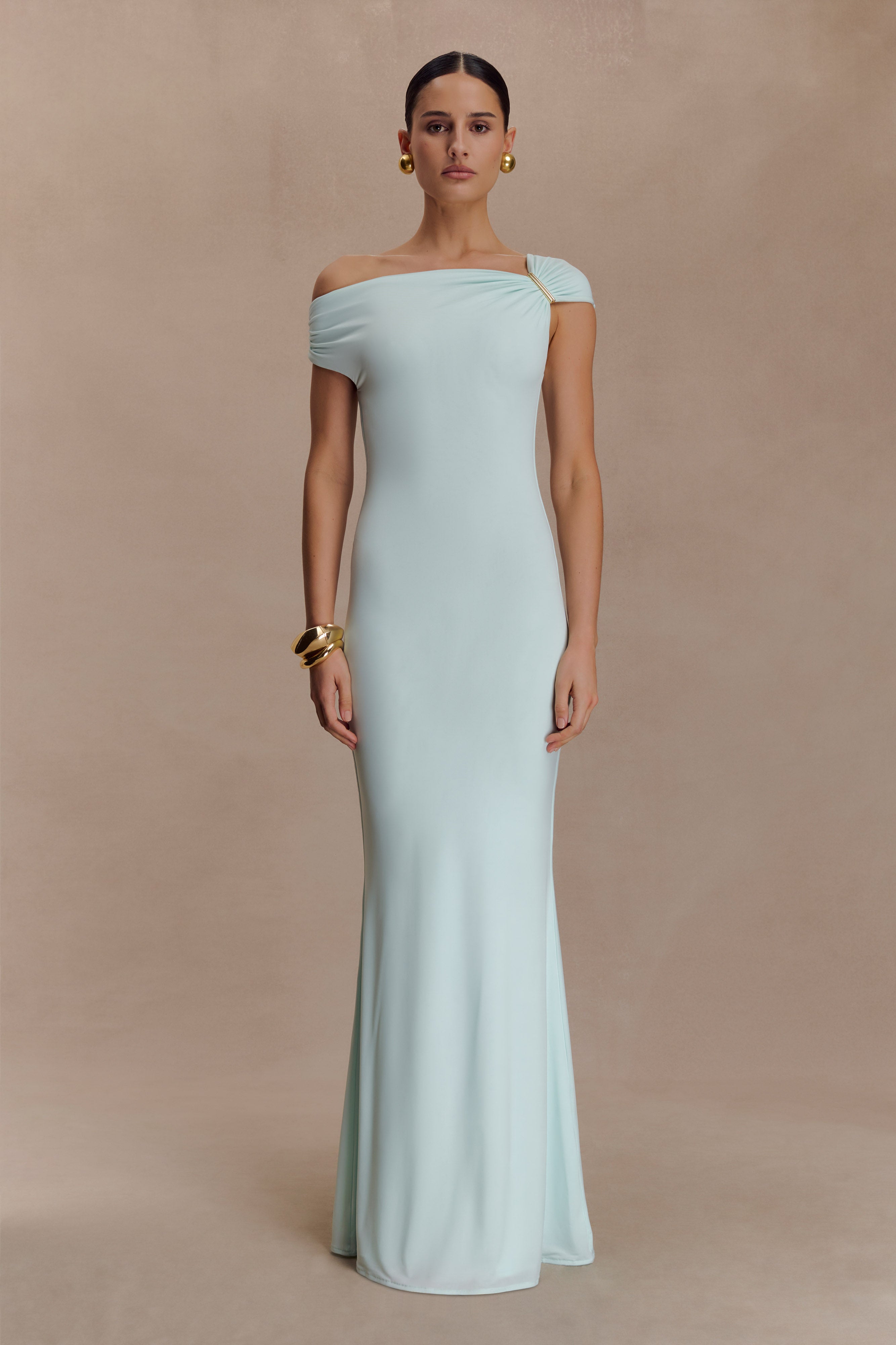 Kinsley Slinky Maxi Dress With Hardware - Lagoon
