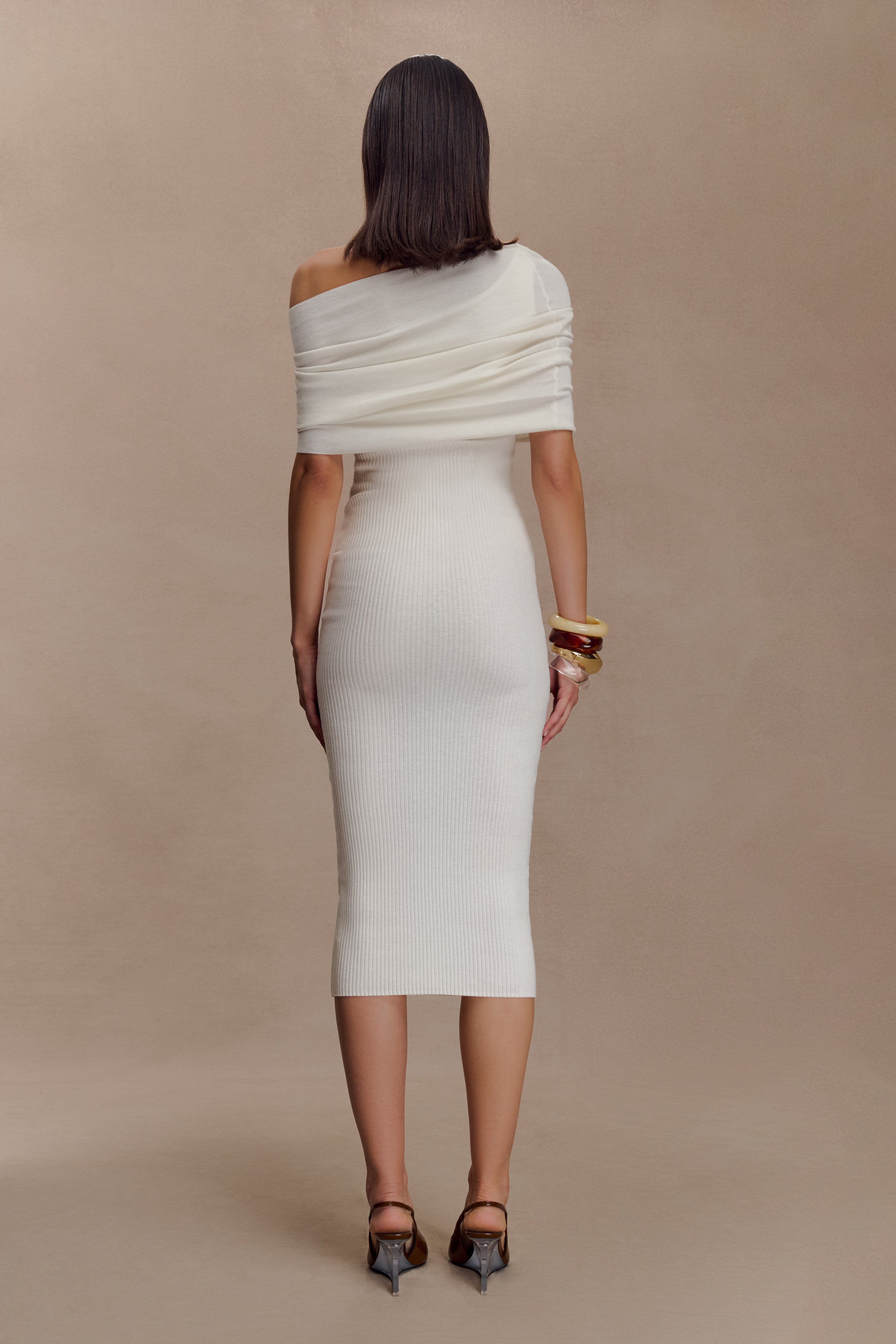 Zandie Cashmere Blend Knit Midi Dress - Ivory