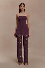 Trena Crochet Knit Pants - Chocolate