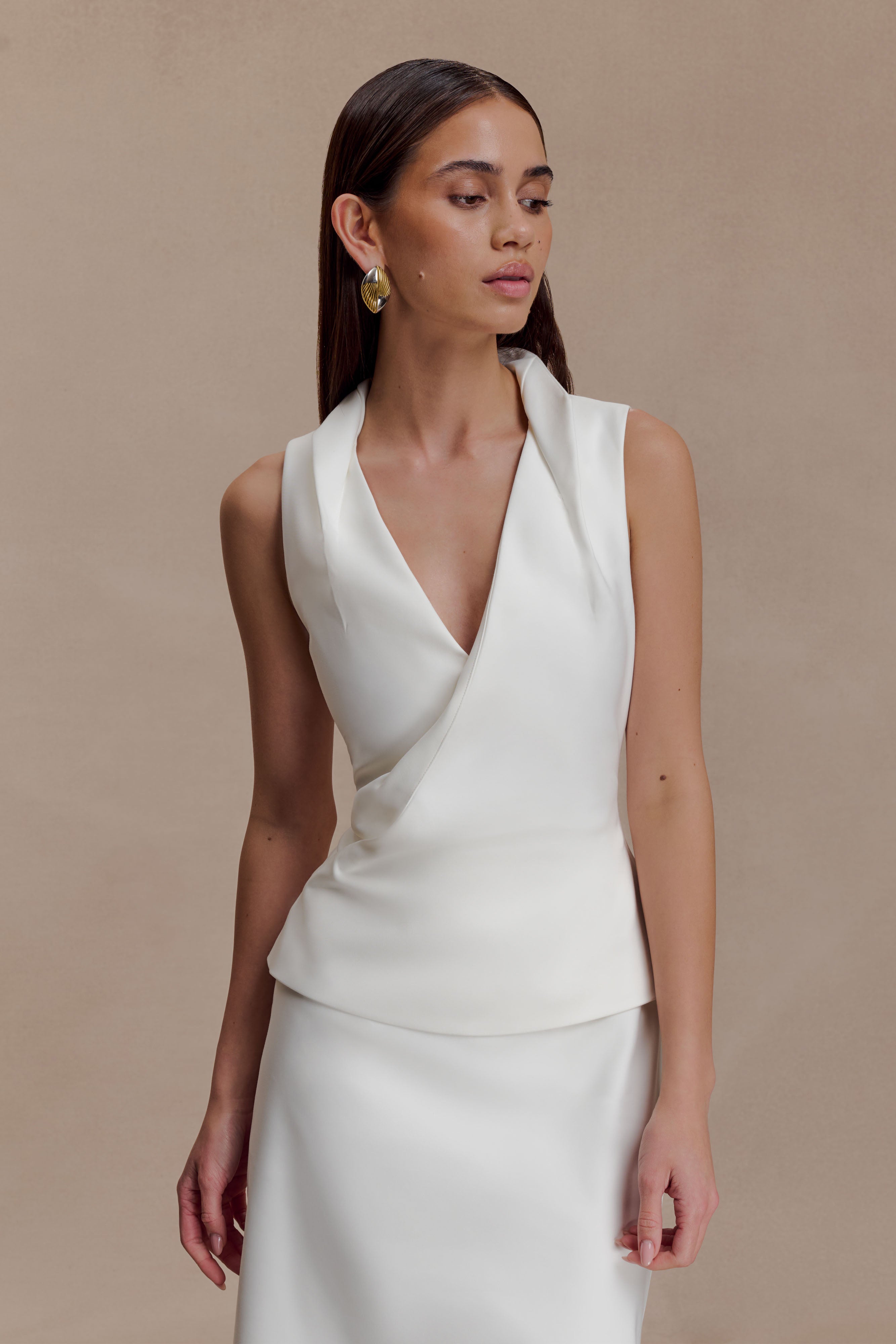 Yanina Cotton Halter Midi Dress - White