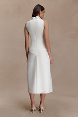 Yanina Cotton Halter Midi Dress - White