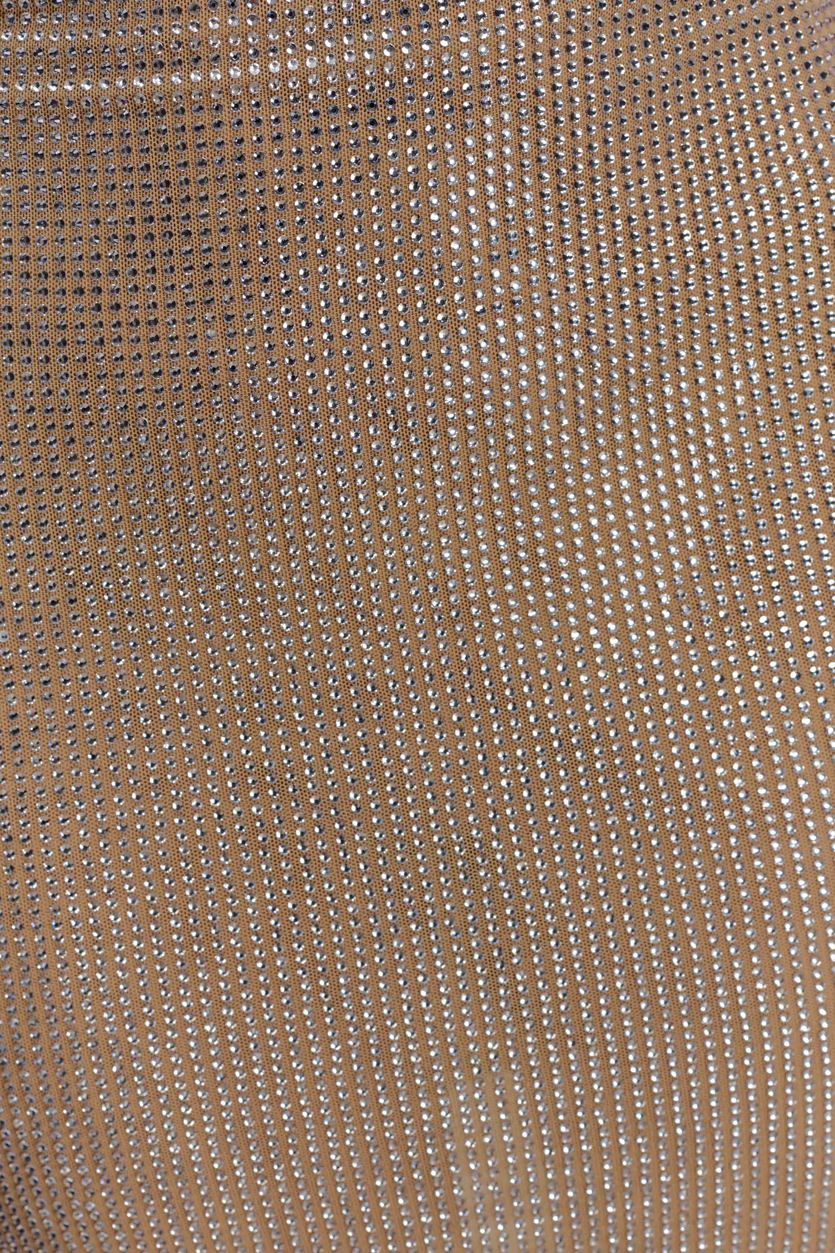 Jasmyn Hot Fix Mini Dress With Mesh Back - Nude