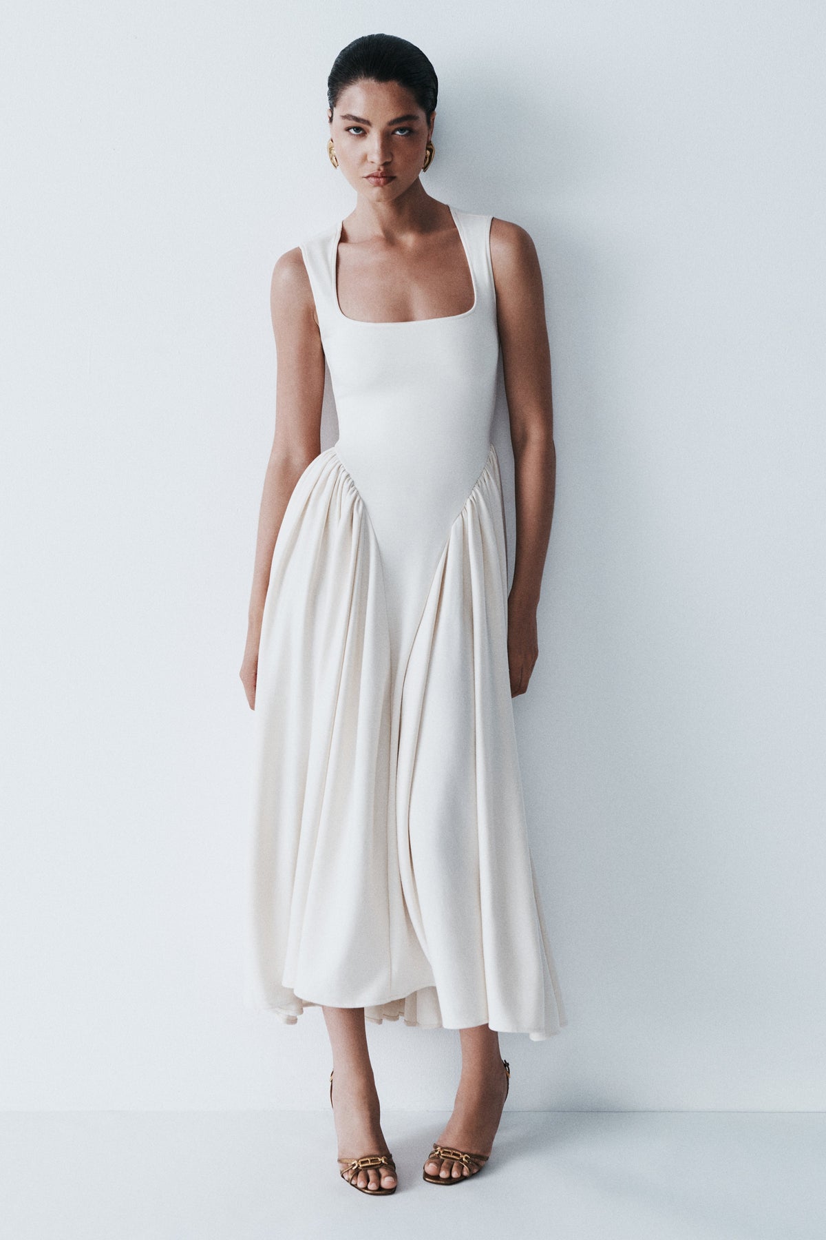 Sharon Scuba Jersey Midi Dress - Ivory