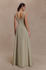 Salma Drop Waist Cotton Maxi Dress - Sage