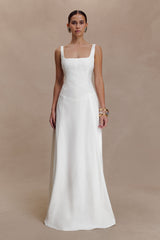 Salma Drop Waist Cotton Maxi Dress - White