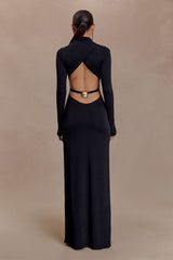 Kiyah Slinky Cut Out Maxi Dress - Black