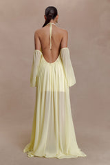Janni Chiffon Maxi Dress With Hardware - Lemon Lime