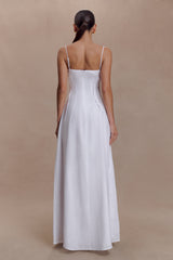 Sofie Pintuck Linen Maxi Dress - White