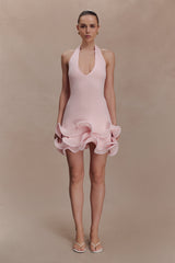 Willowmena Halter Neckline Mini Dress With Tubed Hem - Baby Pink