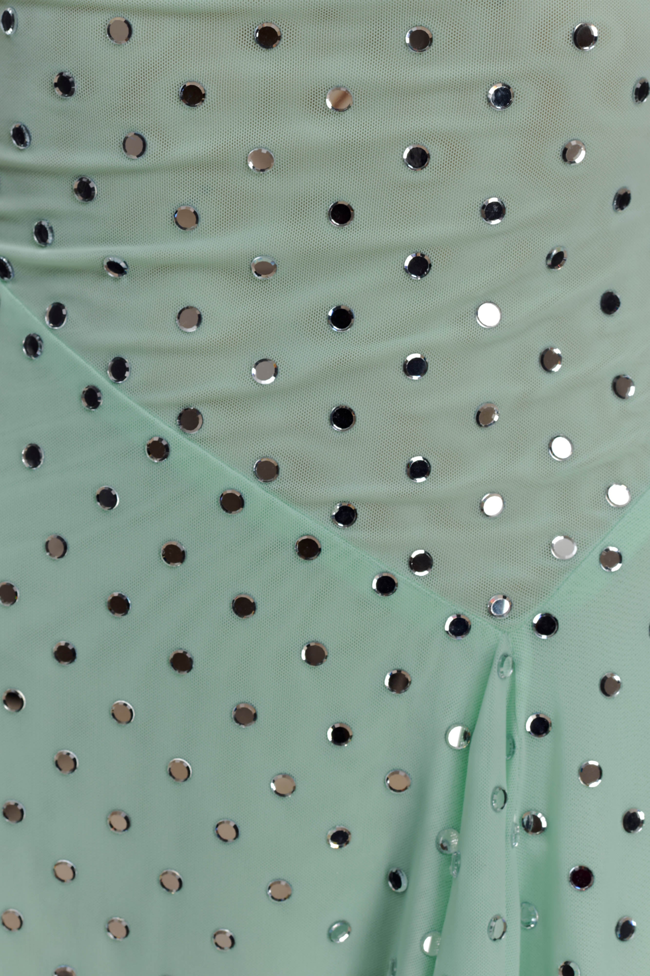 Zahra Diamante Cowl Mini Dress - Mint