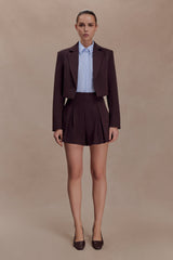 Simone Cropped Suiting Blazer - Dark Chocolate