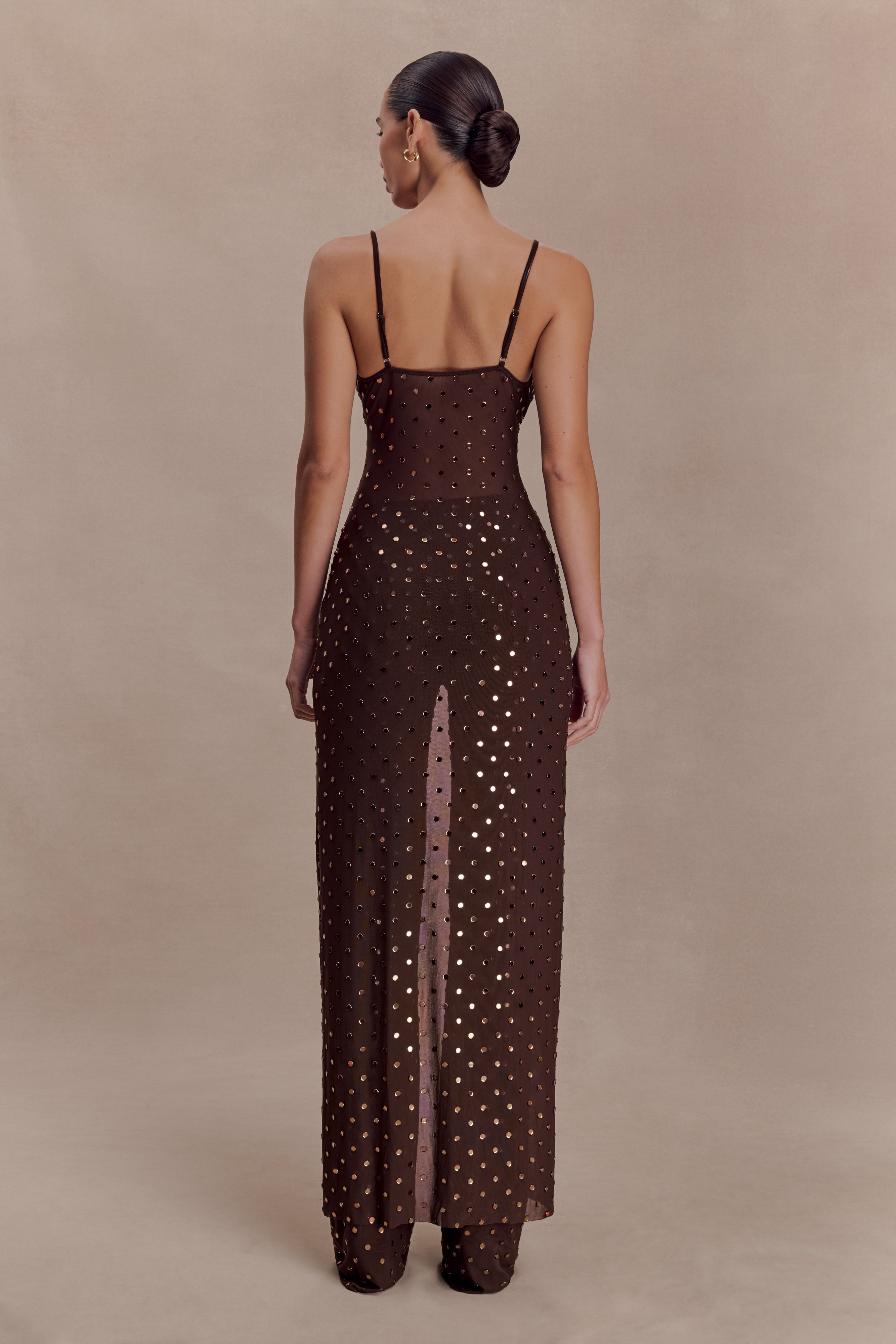 Jackie Longline Diamante Top - Chocolate