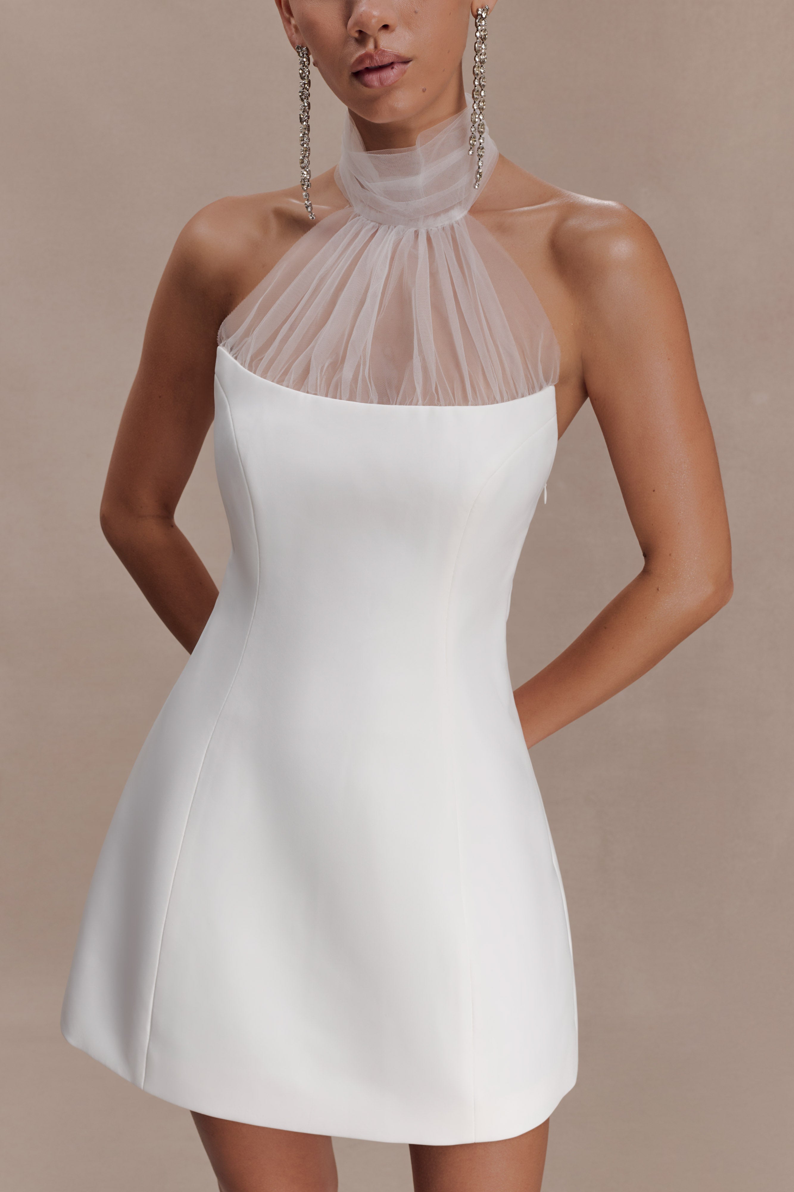 Riley Halter Suiting Mini Dress - Ivory