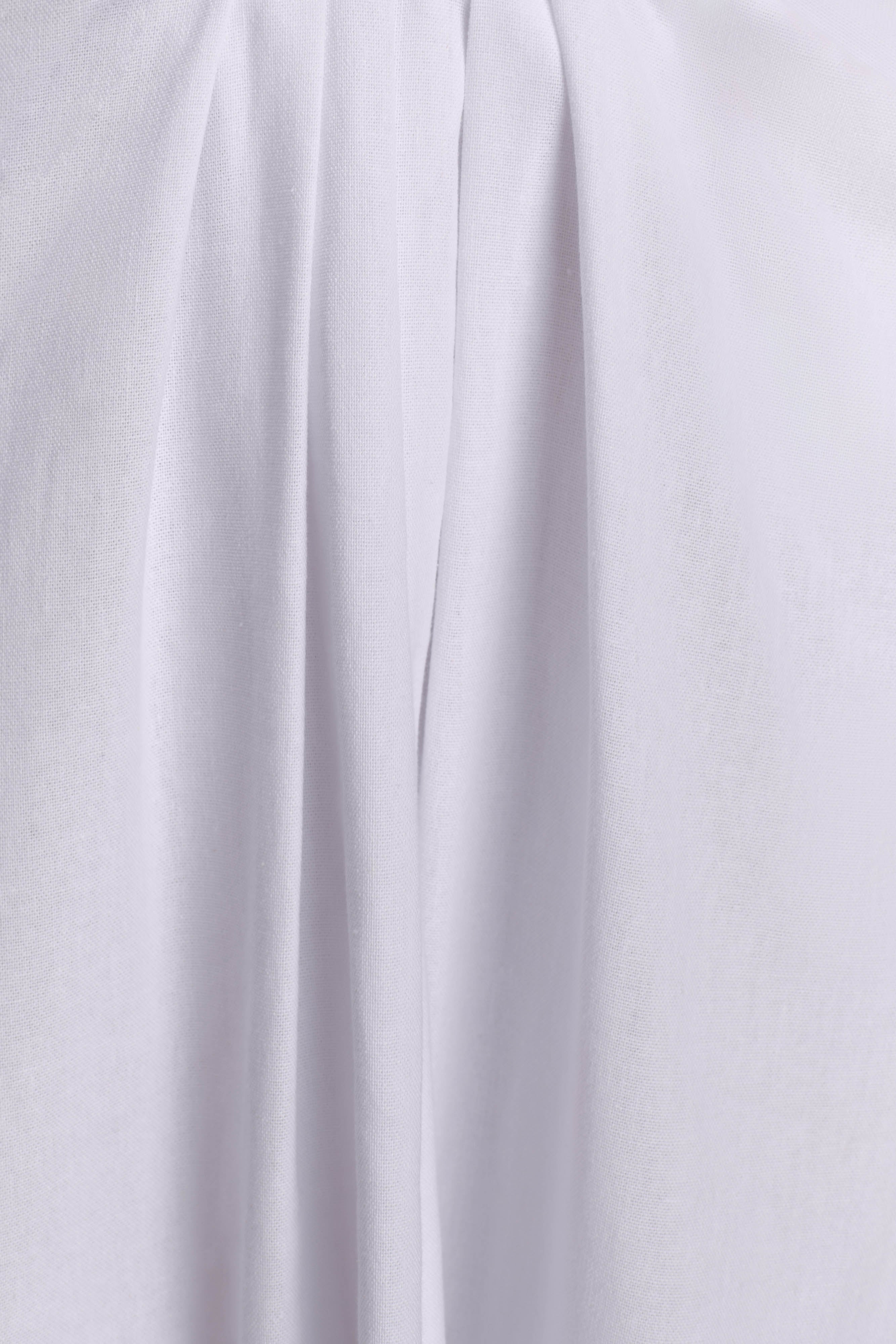 Talia Draped Linen Midi Skirt - White