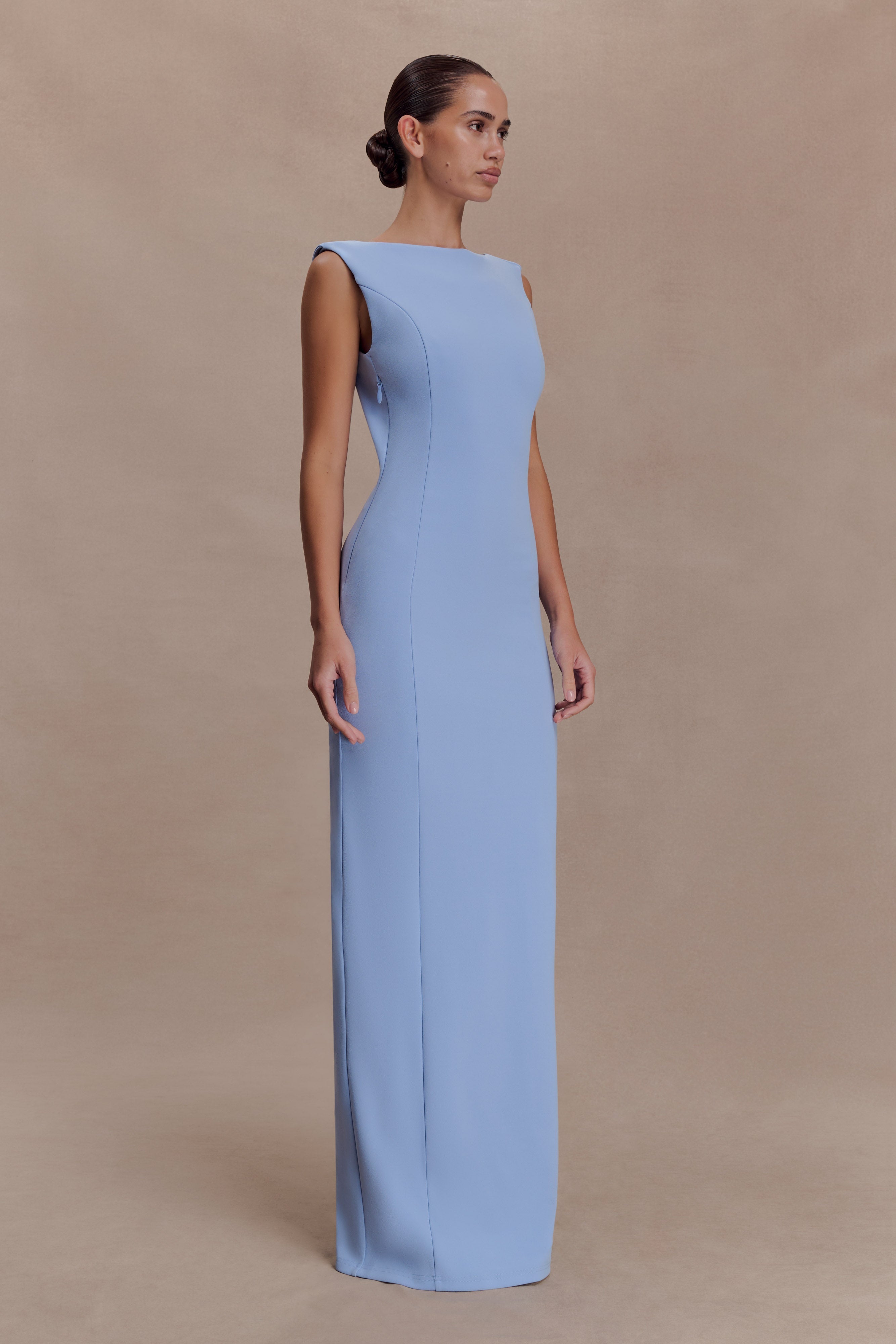 Galilea Crepe Draped Maxi Dress - Cornflower Blue