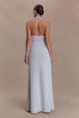 Veda Slinky Halter Maxi Dress - Pale Blue