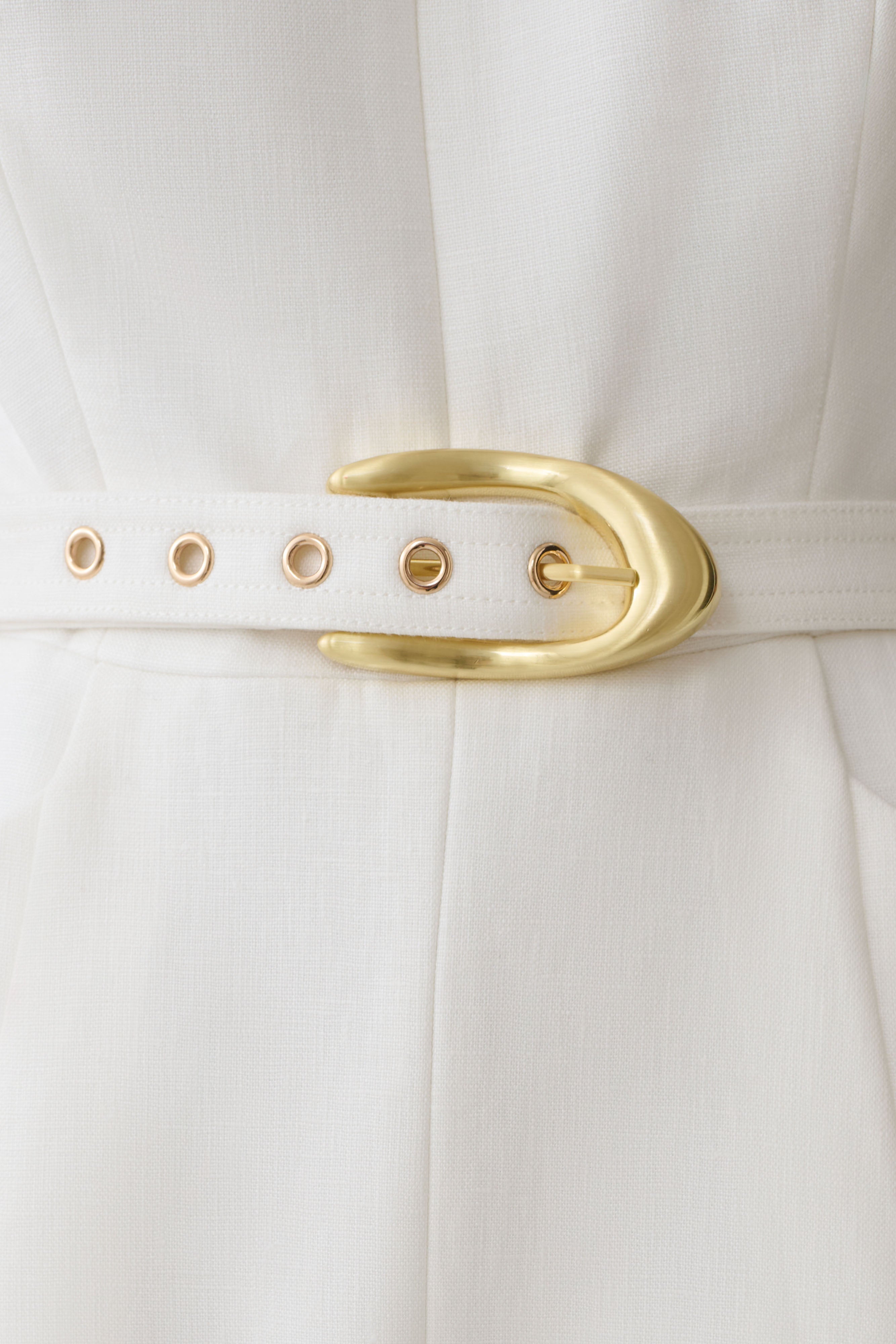 Livia V Neck Linen Maxi Dress - White