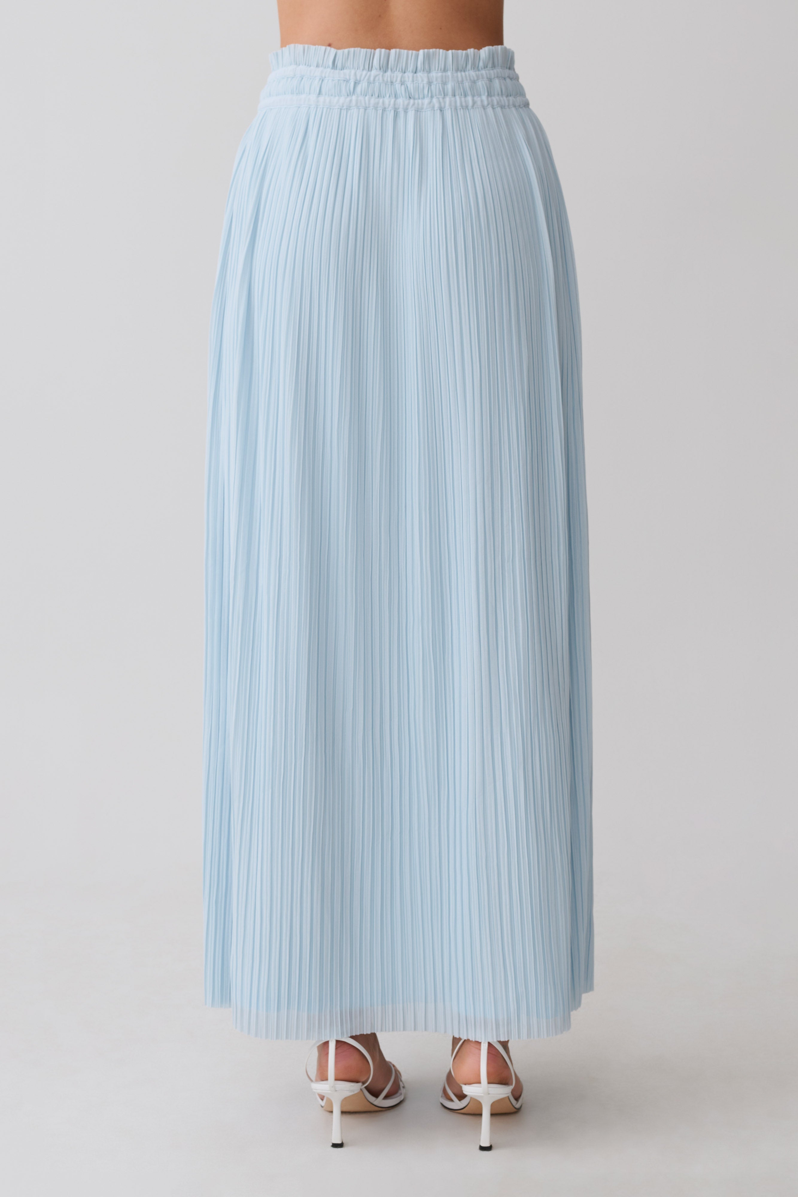 Amaris Gathered Plisse Maxi Skirt - Pale Blue