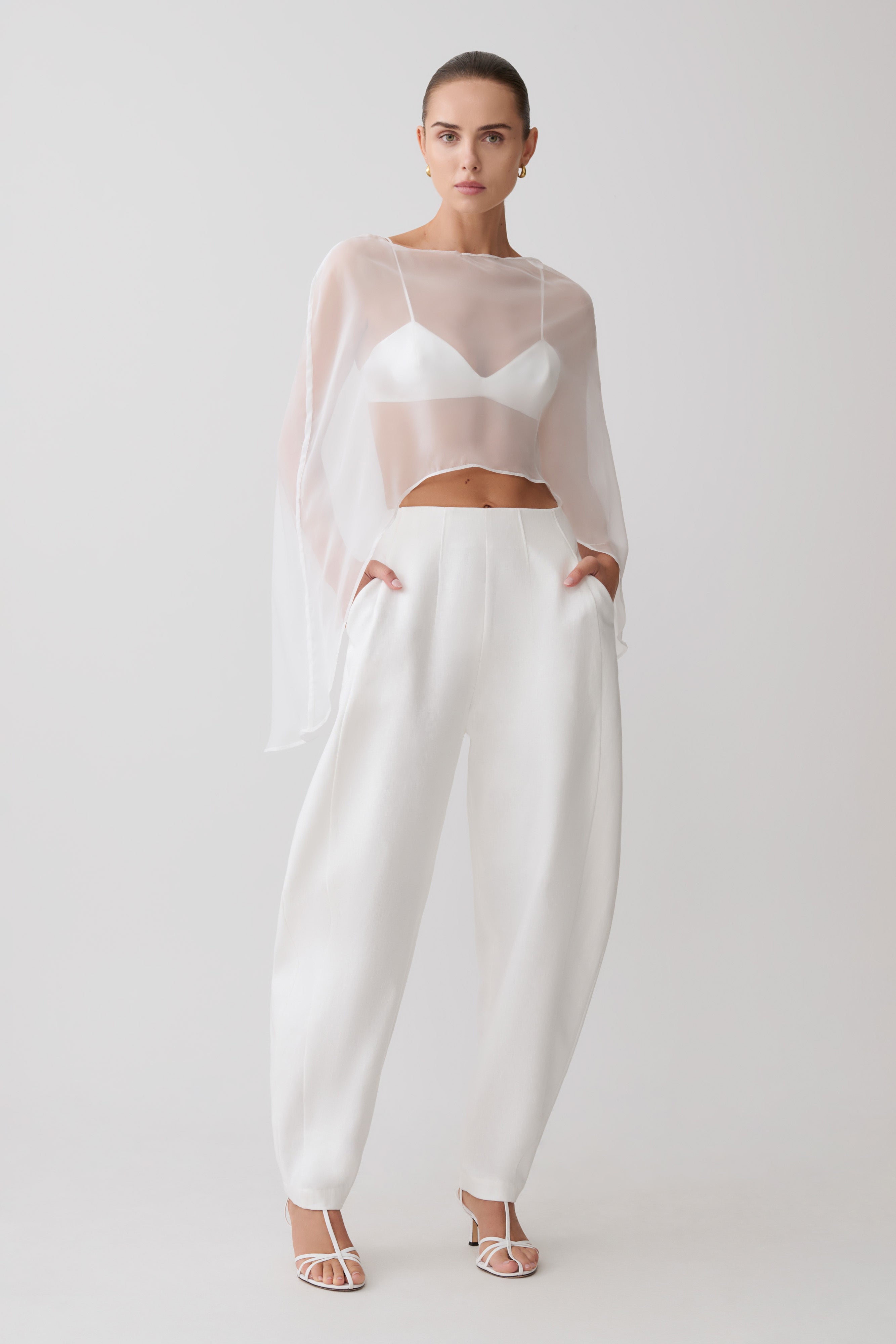 Oriana Linen Oversize Pants - White