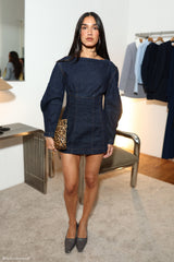 Cosmala Denim Long Sleeve Mini Dress - Indigo Blue