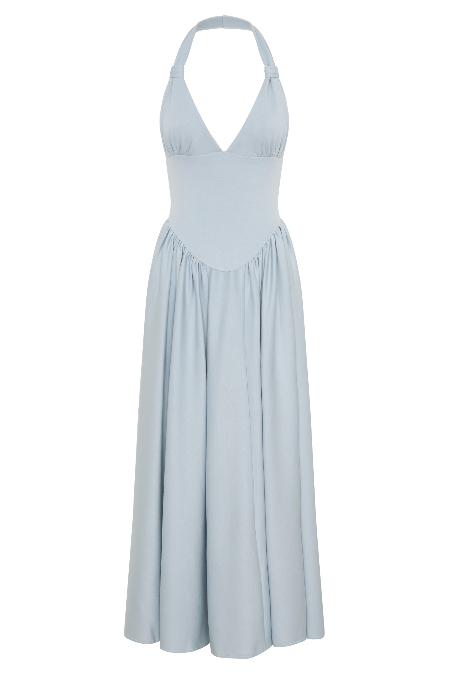 Angelina Scuba Halter Midi Dress - Pale Blue
