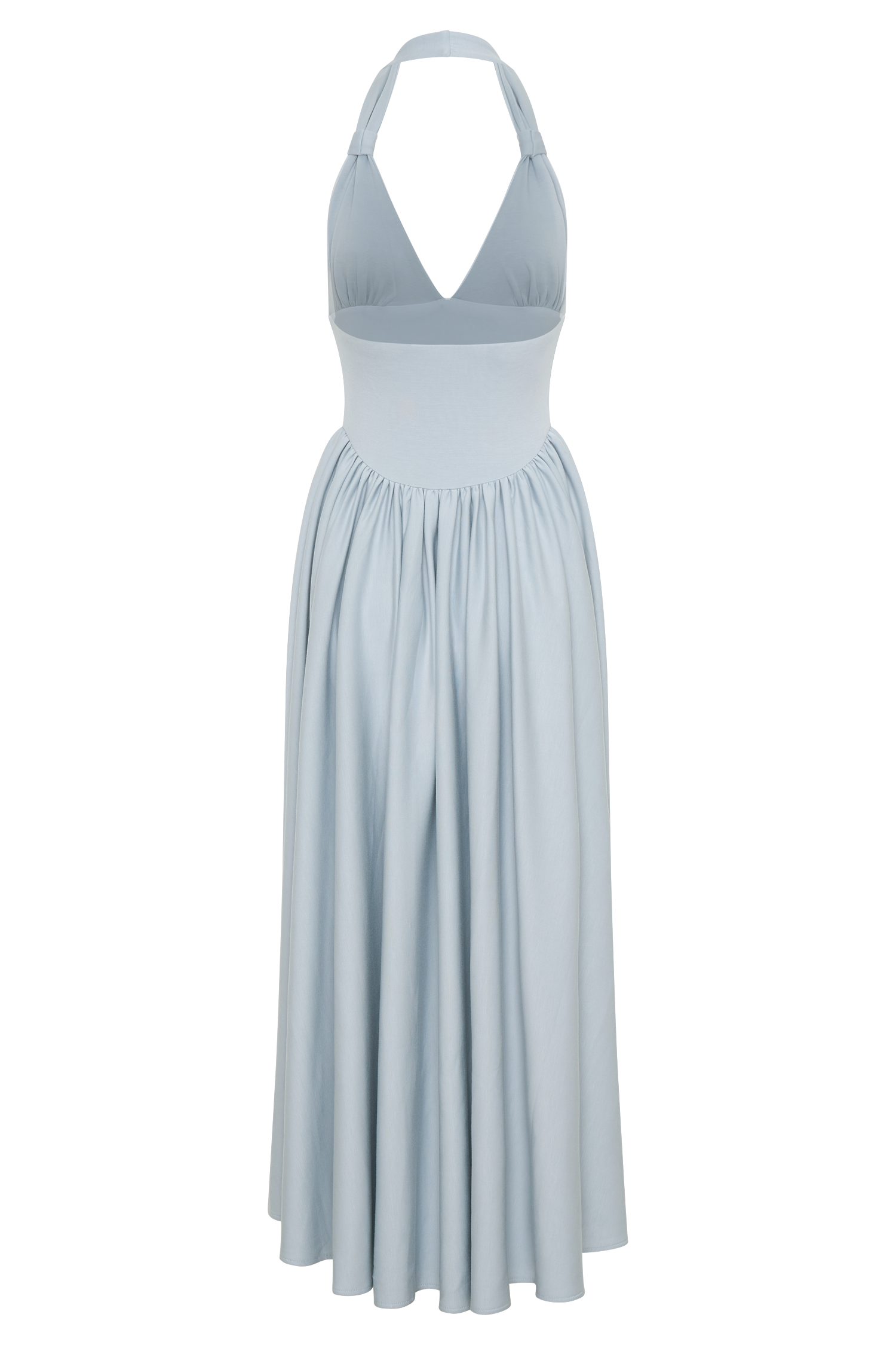 Angelina Scuba Halter Midi Dress - Pale Blue