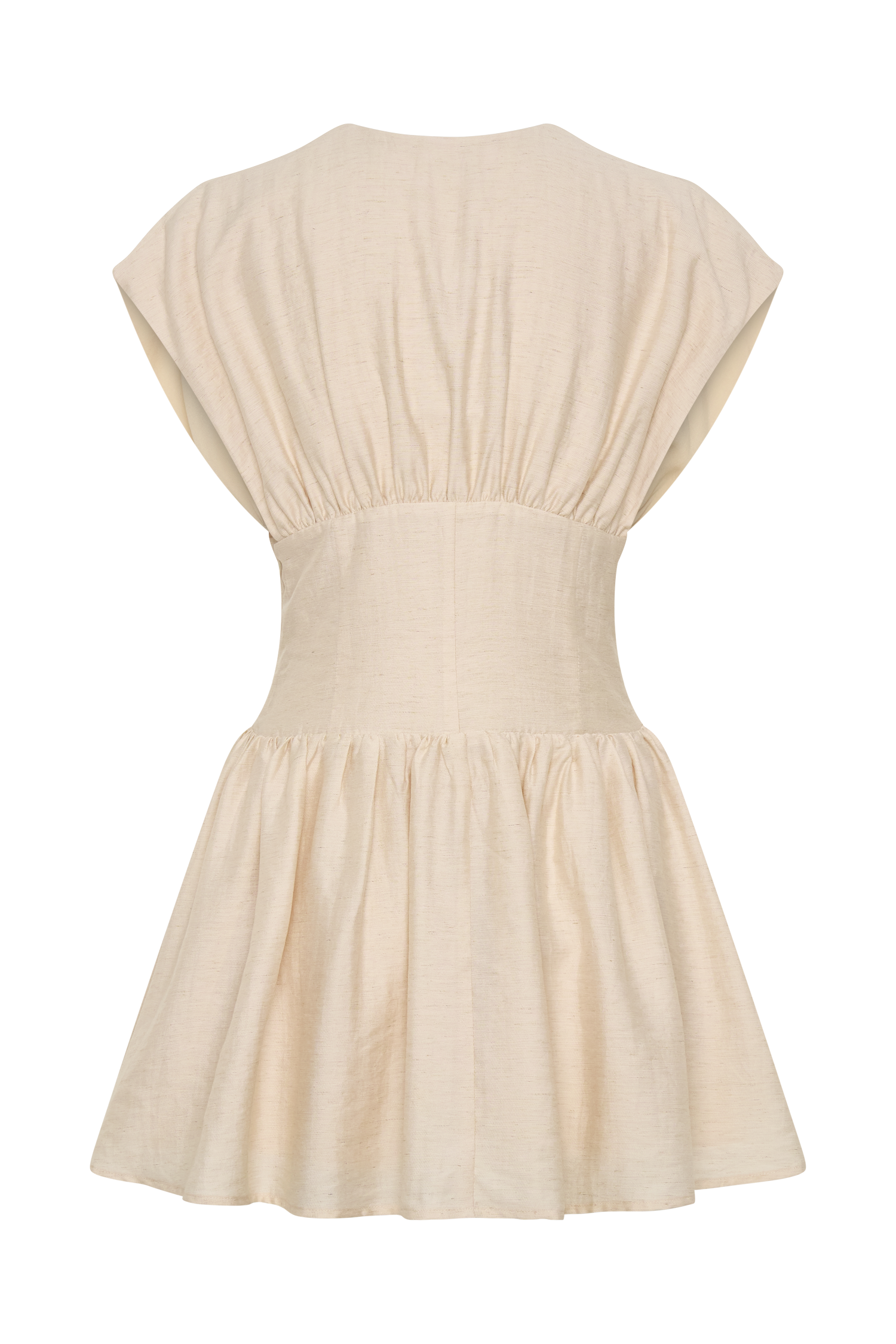 Arabella Cinched Waist Linen Mini Dress - Natural