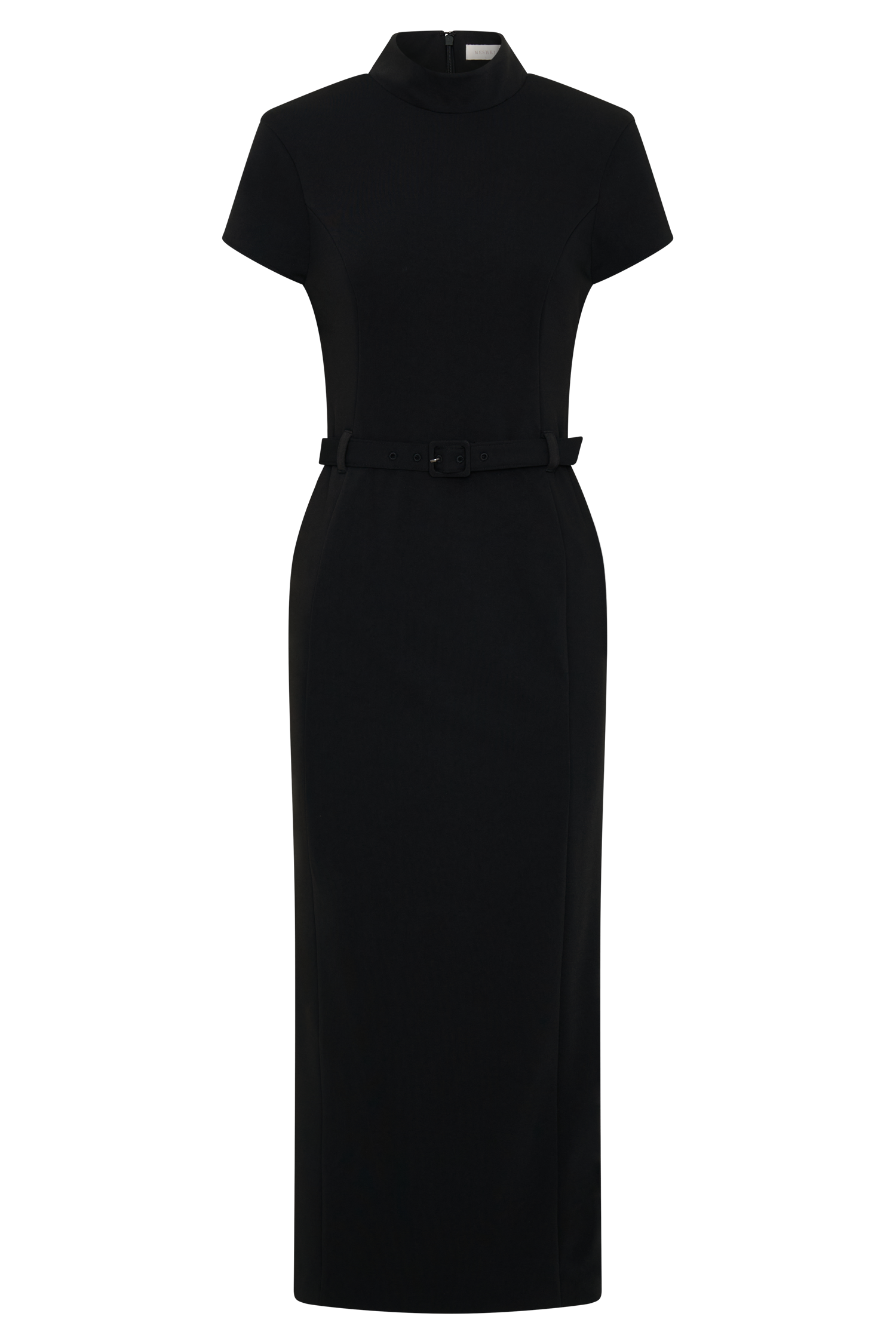 Arwyn Short Sleeve Crepe Midi Dress - Black