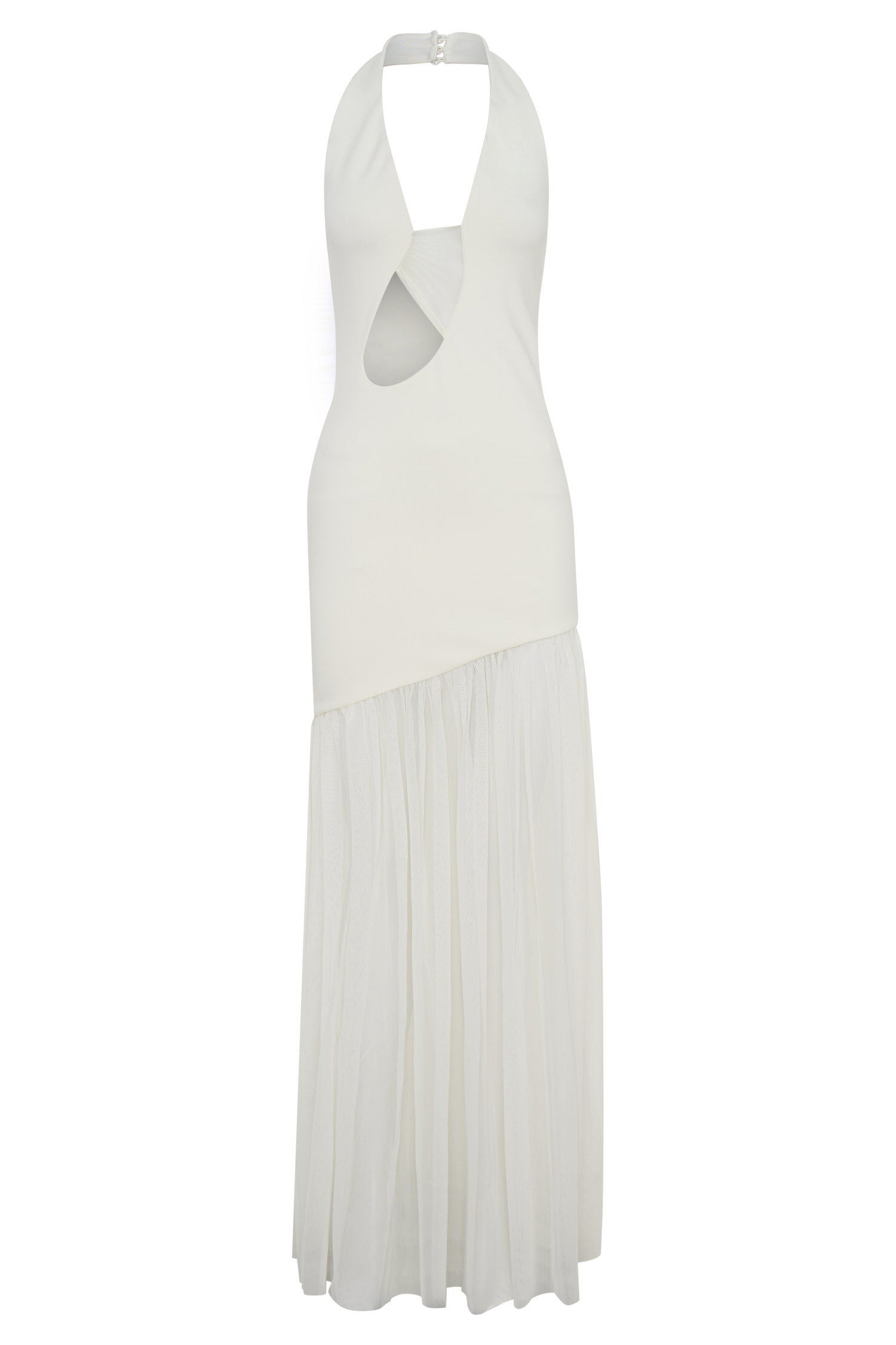Aubree Crepe And Mesh Maxi Dress - Ivory