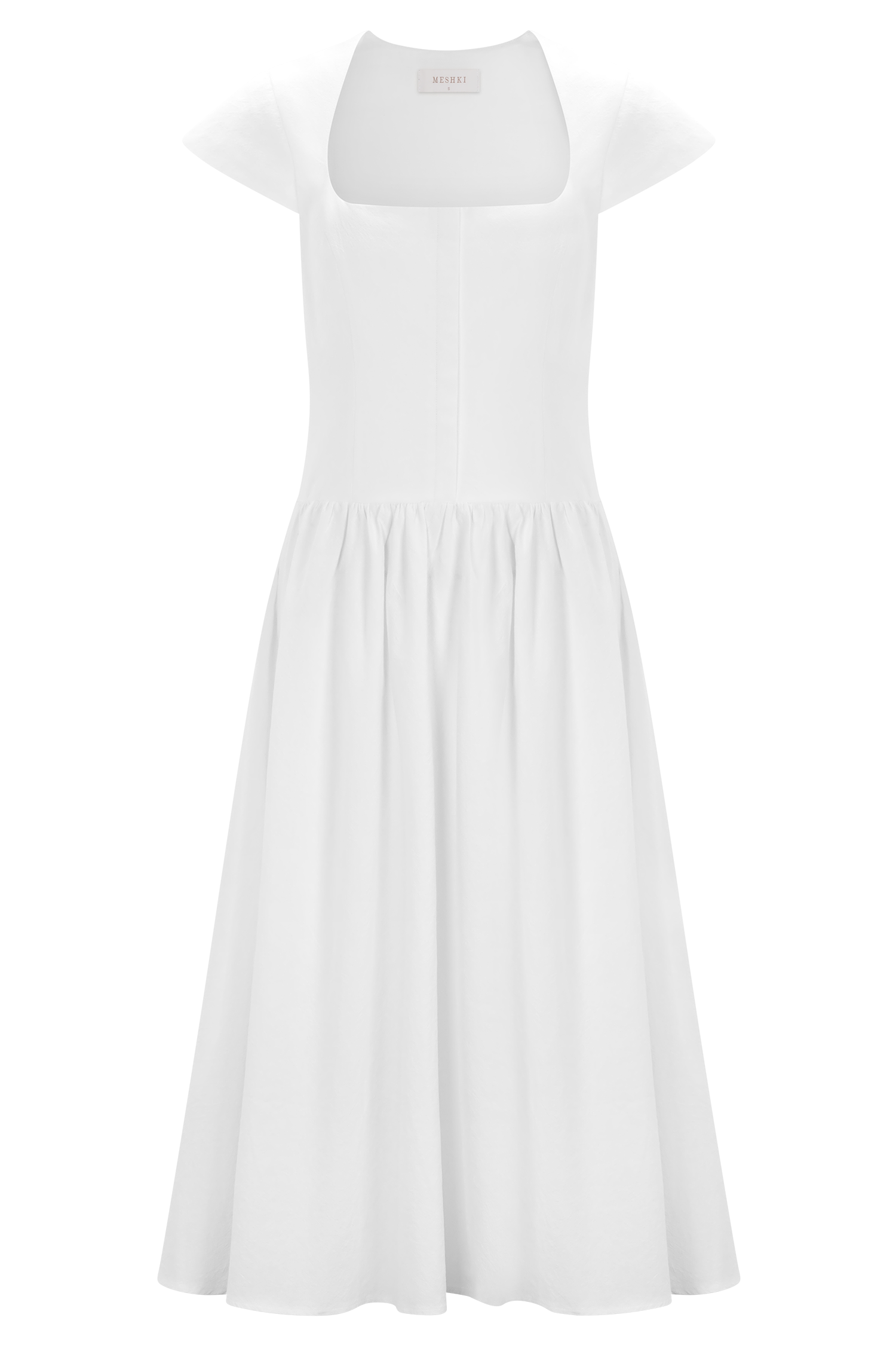 Ayla Cotton Fit And Flare Midi Dress - White