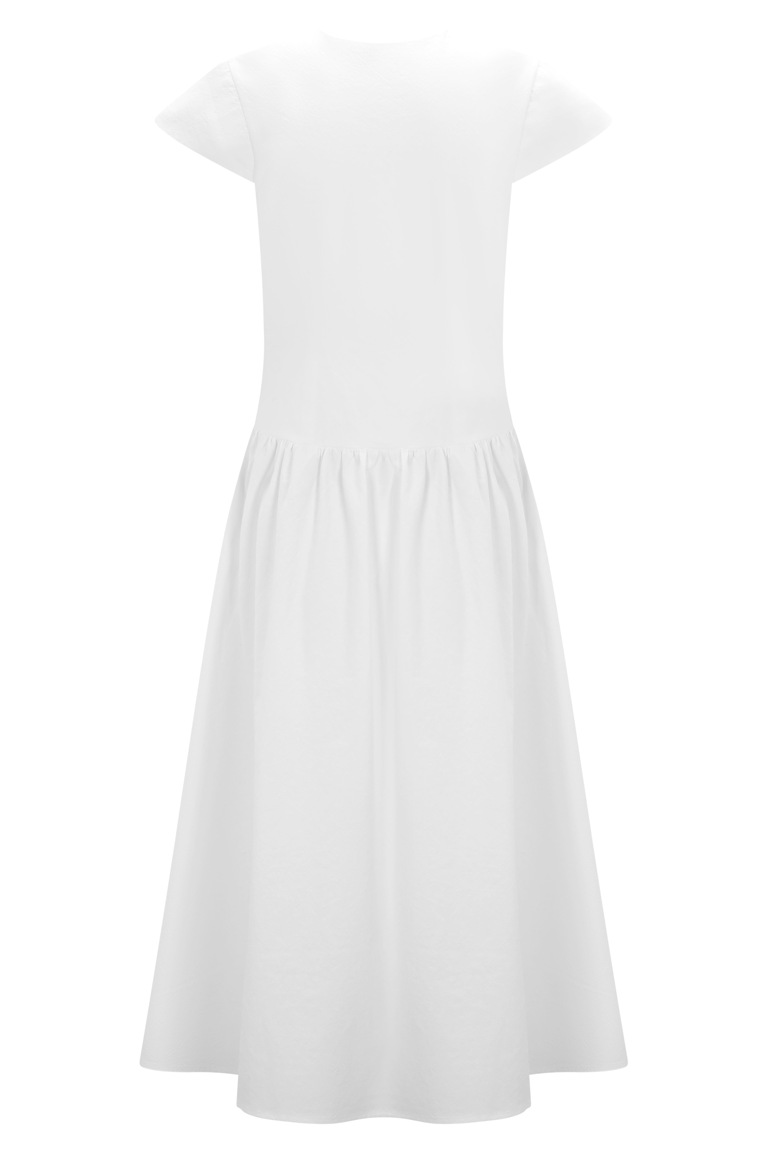 Ayla Cotton Fit And Flare Midi Dress - White