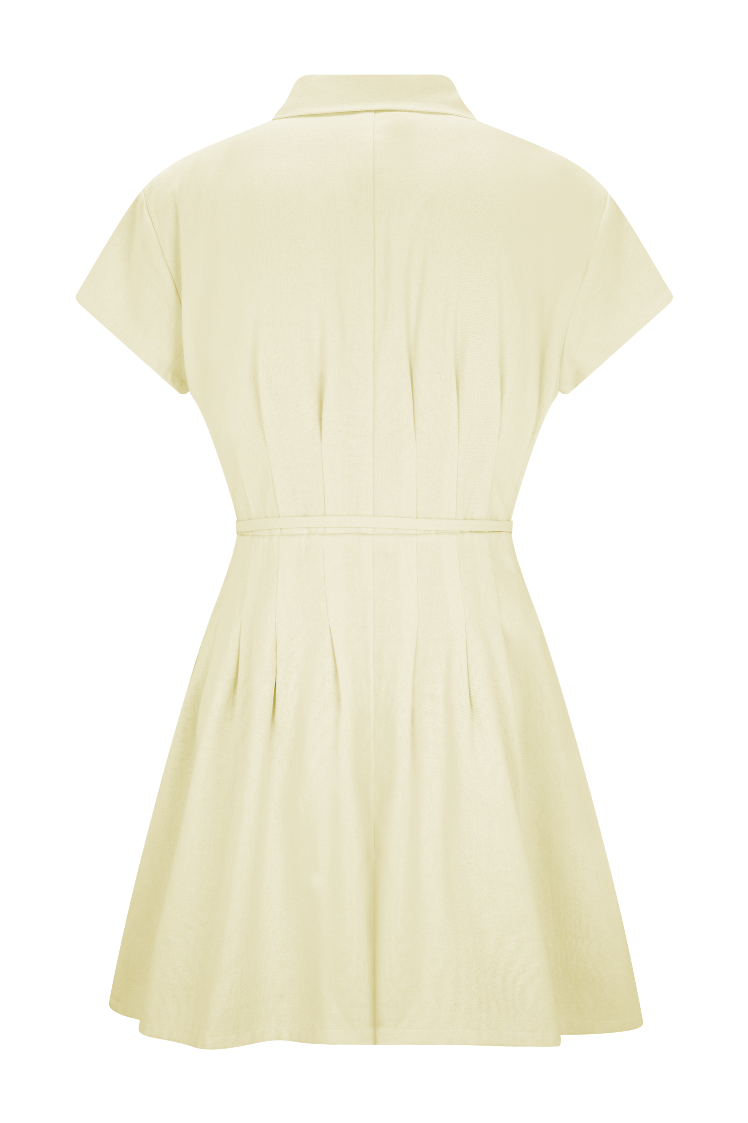 Aysha Buttoned Linen Mini Dress - Lemon