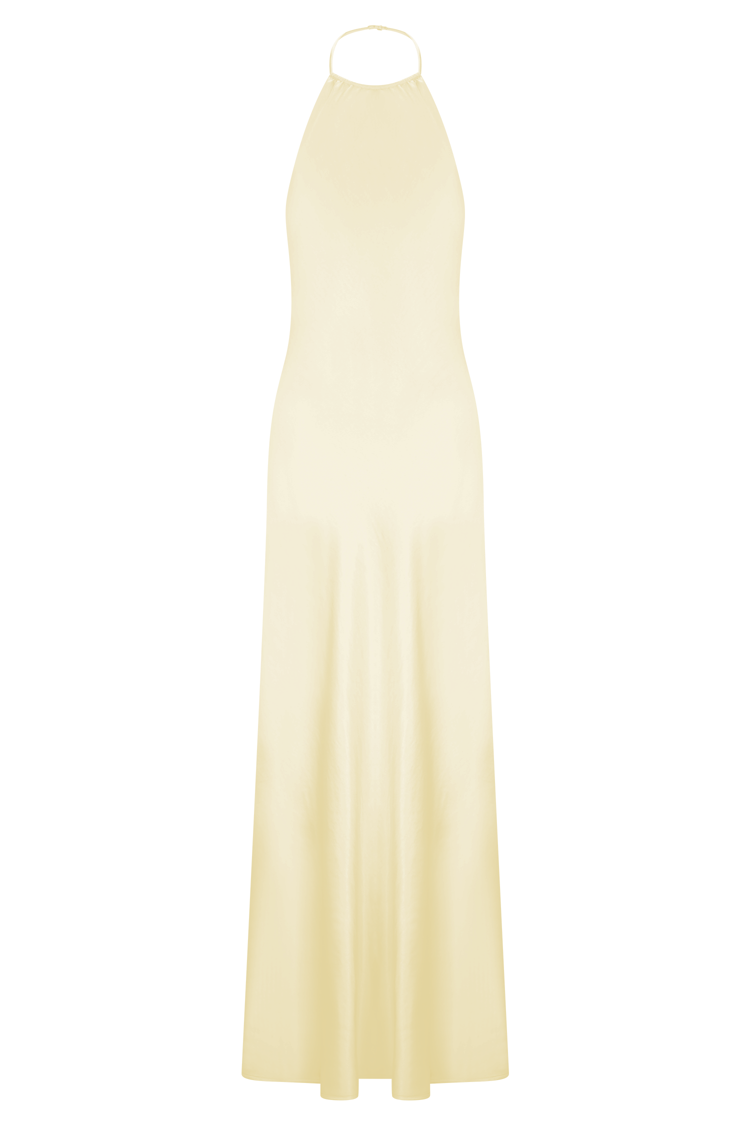 Bella Satin Halter Maxi Dress - Lemon