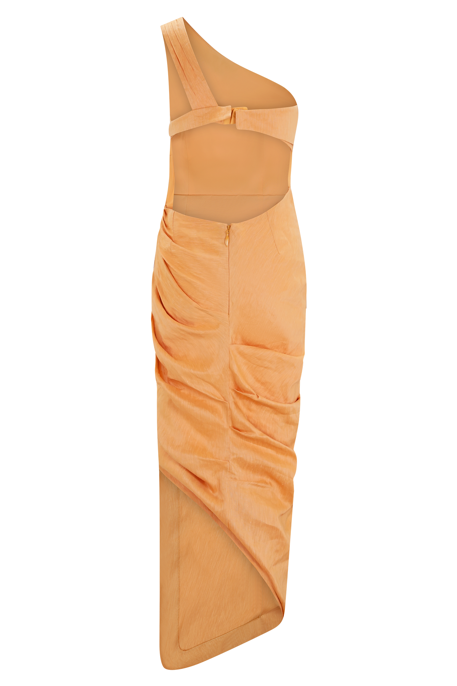 Birgit Linen Midi Dress With Hardware - Deep Peach